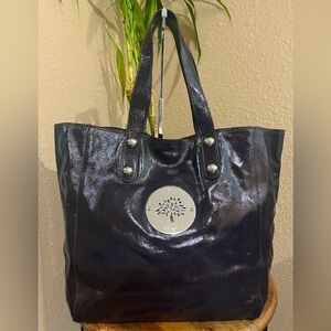 MULBERRY PLUM PATENT LEATHER DARIA TOTE BAG